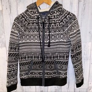American eagle full zip hoodie fleece xs fair isle